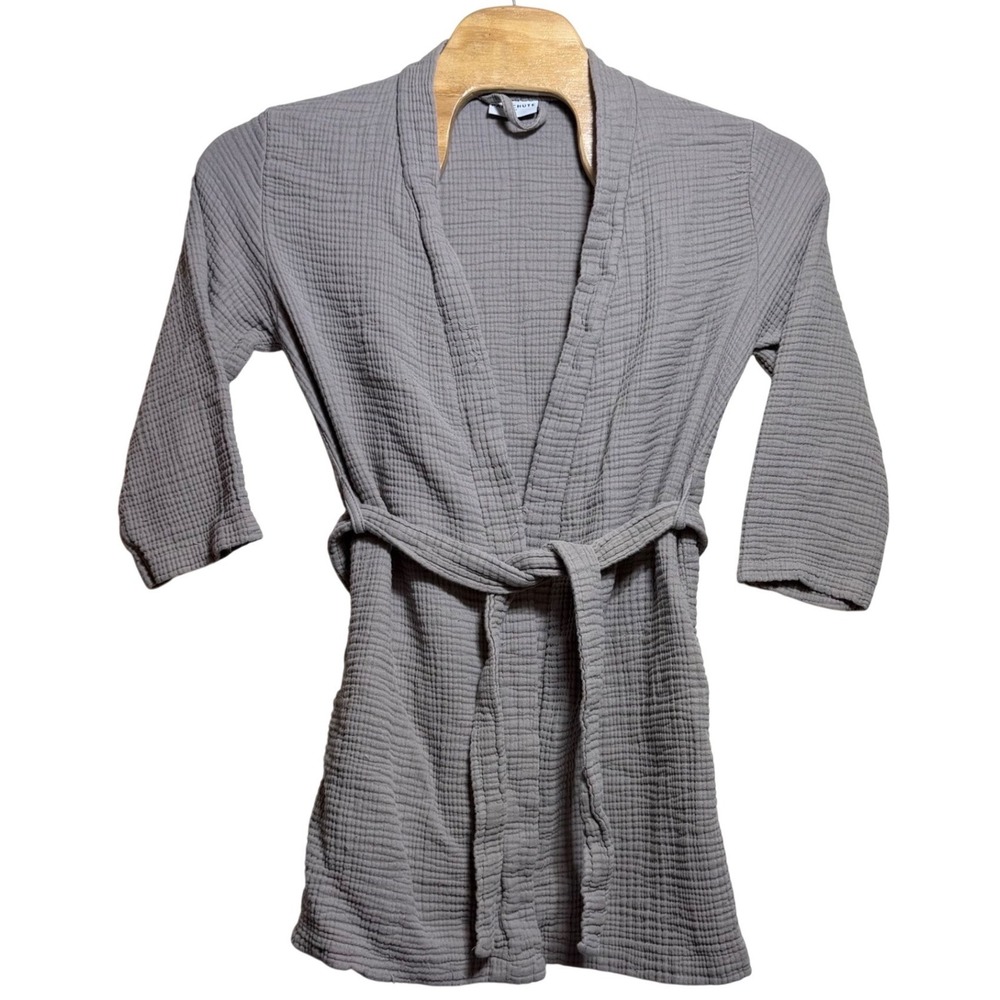 Parachute Cloud Robe Grey 100% Cotton Gauze Loungewear Small